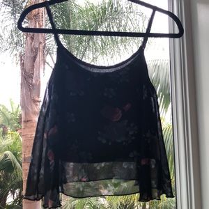 Black floral tank top